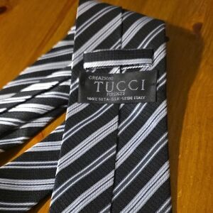 Black and Gray Striped Silk Tie